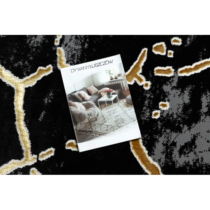ALLURE 1967 Marble Rug - modern rug with a glamorous black and gold design