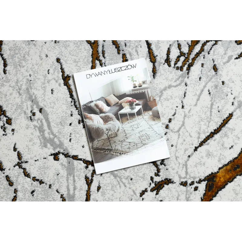 Chic ALLURE 1963 runner rug in glamorous white and gold, perfect for modern decor