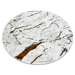 ALLURE 1963 Marble Round Rug, stylish and structured in white and gold