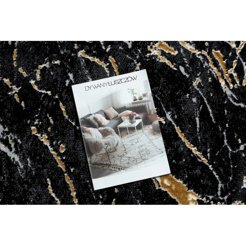 Stylish black and gold ALLURE 1963 Marble Runner Rug
