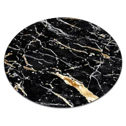 ALLURE 1963 round rug in stylish black and gold, modern design