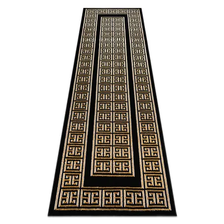 ALLURE 1968 Greek Key Rug in stylish black and gold glamour design