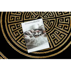 Stylish ALLURE 1968 round rug in black and gold, perfect for modern interiors