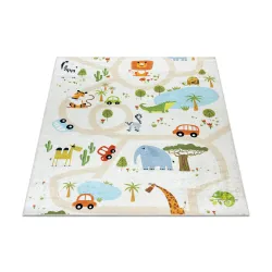 Washable rug BAMBINO 1165 Zoo, for children, non-slip beige - SECOND GRADE