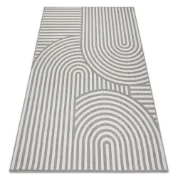 FLAT Sisal Geometric Circles Stripes Rug Gray
