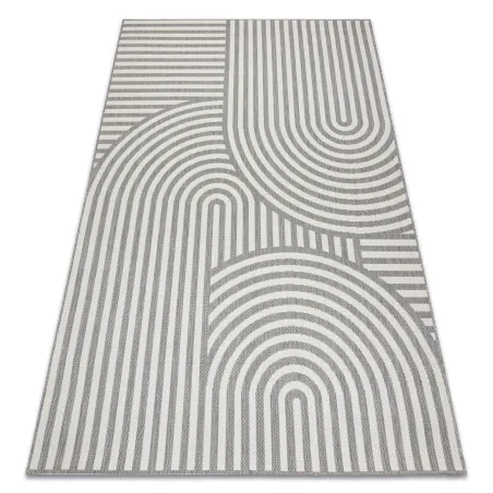 FLAT Sisal Geometric Circles Stripes Rug Gray