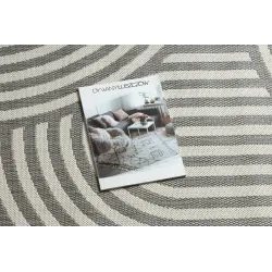 FLAT Sisal Geometric Circles Stripes Rug Gray