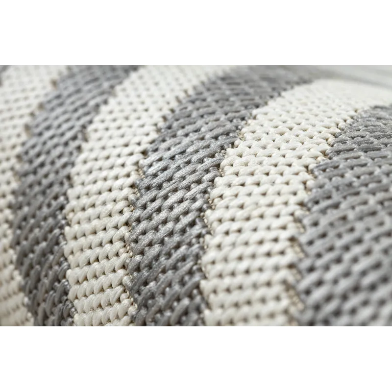 FLAT Sisal Geometric Circles Stripes Rug Gray