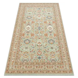 SOHO wool rug with natural green and beige ornament design