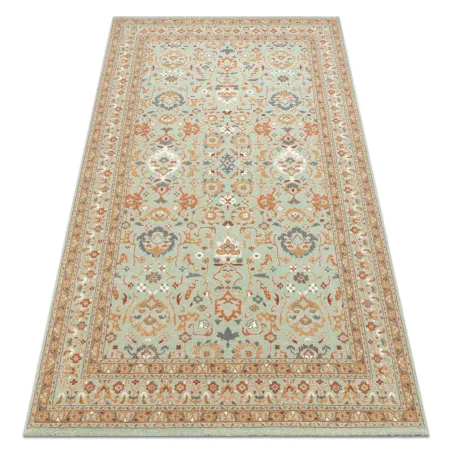 SOHO wool rug with natural green and beige ornament design