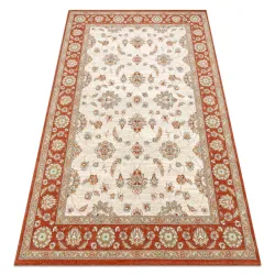 SOHO wool rug in natural beige and terracotta with elegant ornament design