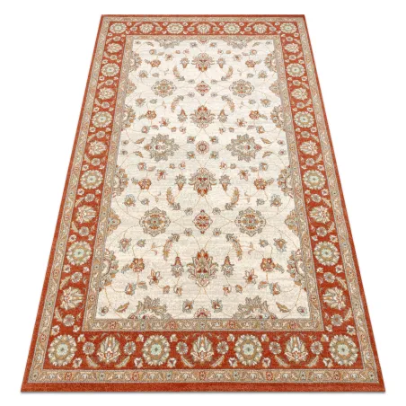 SOHO wool rug in natural beige and terracotta with elegant ornament design