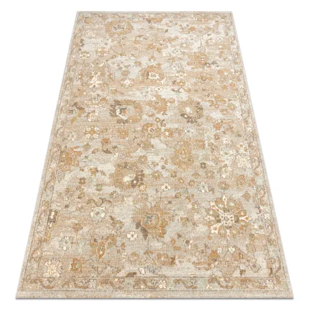 SOHO wool rug with natural floral patterns in beige and terracotta