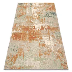 ABBY wool rug 486.13.LA112 in vintage style, green and terracotta