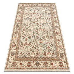 SOHO floral wool rug in natural beige and terracotta, perfect for the living room