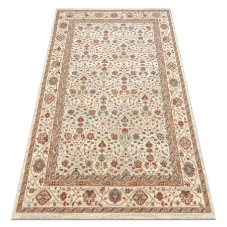 SOHO floral wool rug in natural beige and terracotta, perfect for the living room