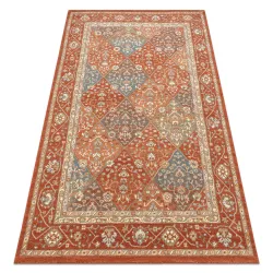 SOHO wool rug featuring geometric diamond patterns in natural terracotta and beige tones