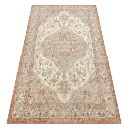 SOHO wool rug in terracotta with floral ornament, perfect for living spaces