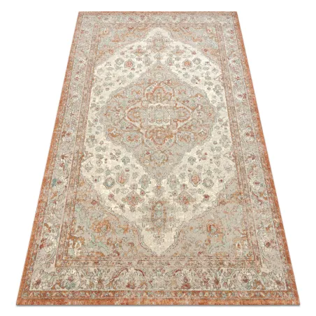 SOHO wool rug in terracotta with floral ornament, perfect for living spaces