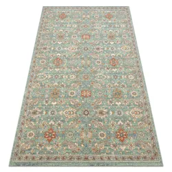 SOHO wool rug with natural green floral border, perfect for living room decor