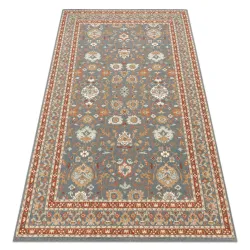 SOHO wool rug featuring a natural blue and terracotta ornament design