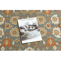 SOHO rug in blue with a terracotta ornament pattern