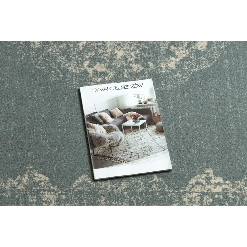 Blue wool carpet ABBY 486.24.LA500 with classic frame
