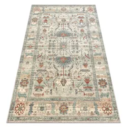 SOHO 477.09 Wool Rug in Boho style, natural beige and green colors