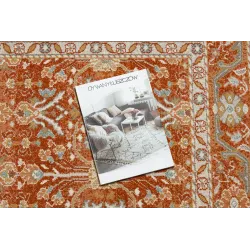 Stylish SOHO Wool Ornament Rug in terracotta and beige shades