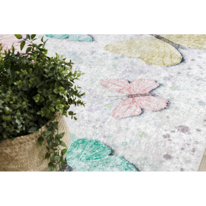 BAMBINO 1610 Butterflies Washable Kids Rug Cream