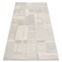 FLUX 461.43 geometric wool rug in cream and grey tones