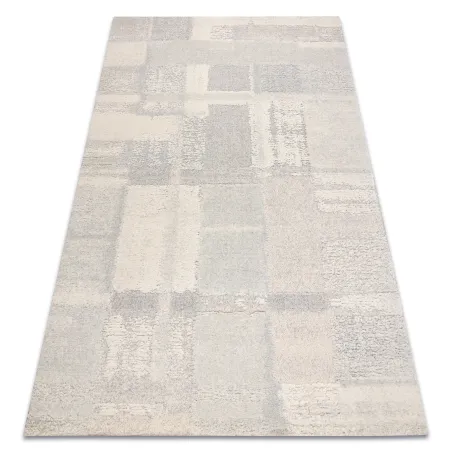 FLUX 461.43 geometric wool rug in cream and grey tones