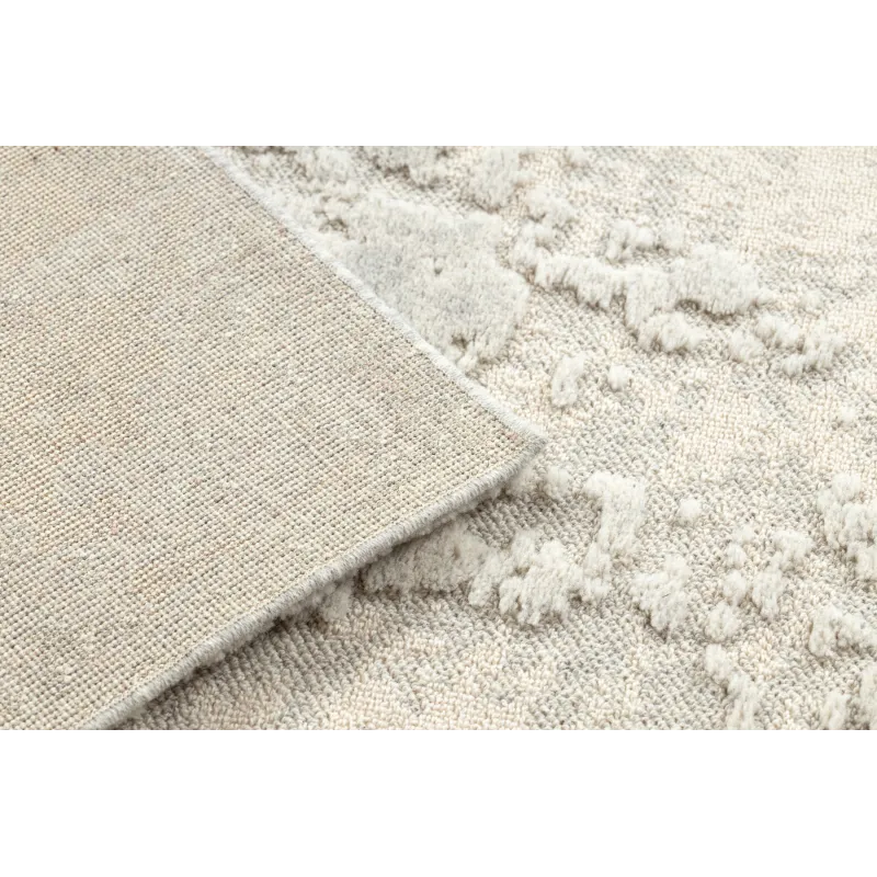 Textured wool rug FLUX 461.2.AE120 in cream and grey tones