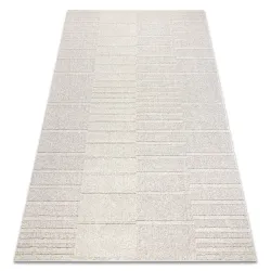 Geometric wool rug in beige and grey tones, loft style