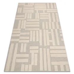 Wool geometric rug in cream and beige, loft style