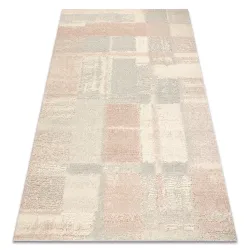 FLUX wool geometric rug in cream and pink tones
