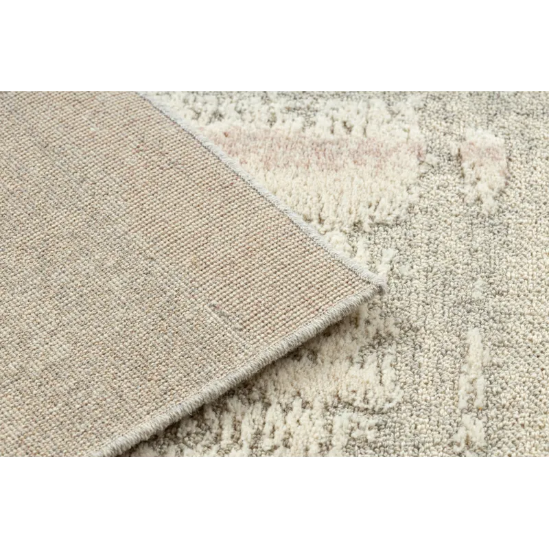 FLUX rug with a structural pattern made of wool in cream and pink