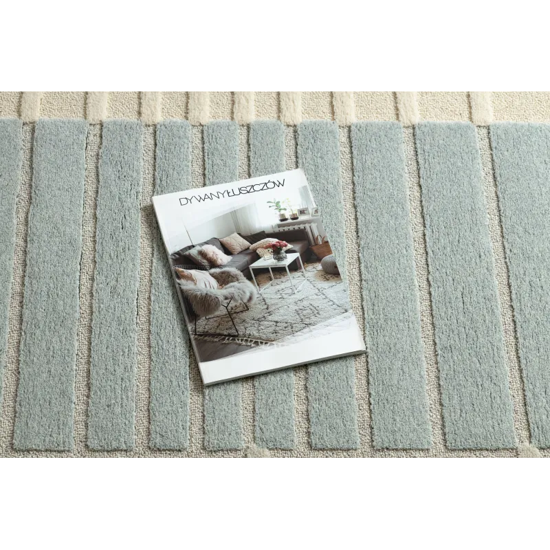 Stylish grey blue wool rug FLUX 461.3 for modern interiors
