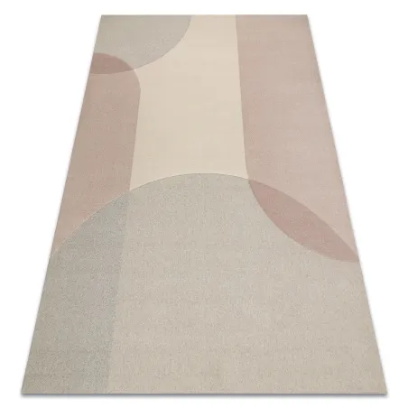 Geometric wool rug in beige and pink tones, loft style