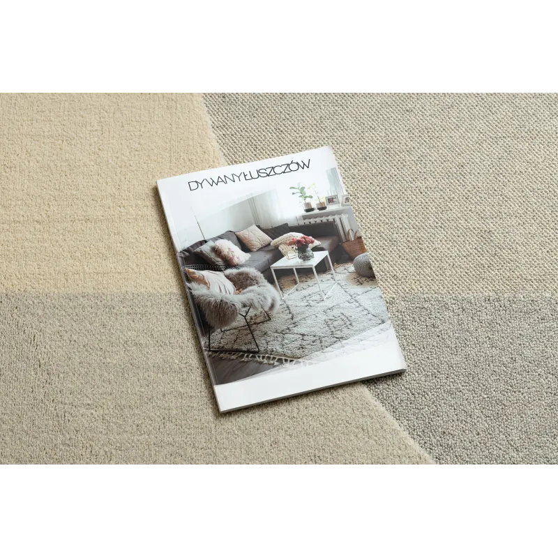 Stylish wool rug FLUX in loft beige and grey shades for modern interiors