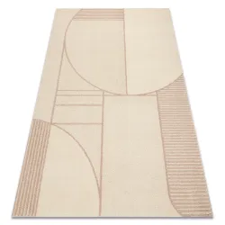 FLUX geometric wool rug in beige and pink, perfect for a stylish living room