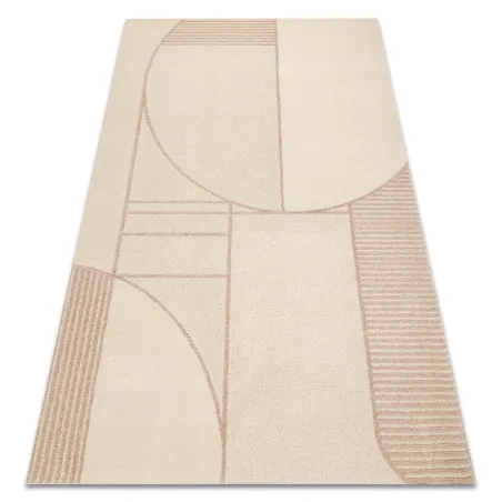 FLUX geometric wool rug in beige and pink, perfect for a stylish living room