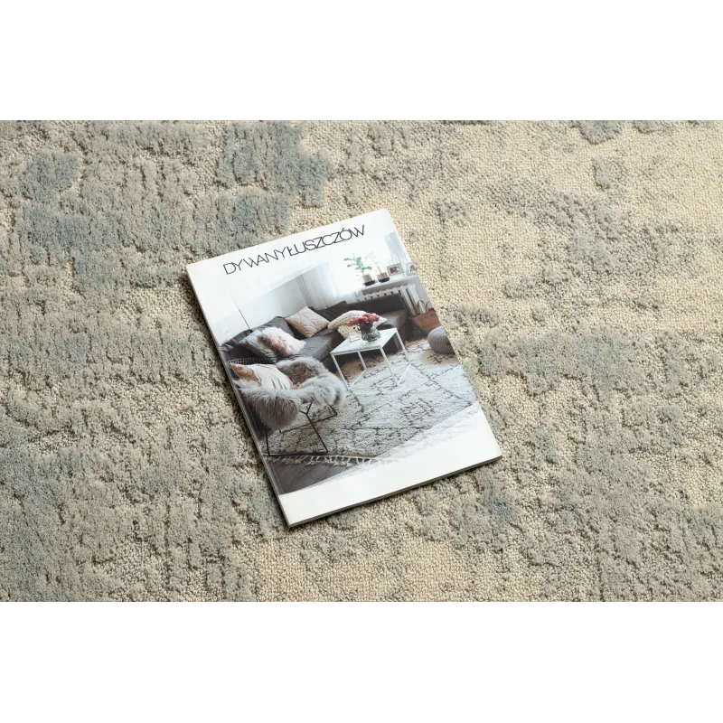Stylish grey and blue abstract wool carpet FLUX for contemporary spaces