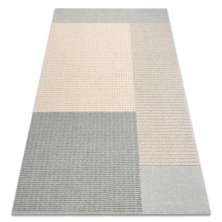 FLUX geometric wool rug in blue and cream tones for modern decor