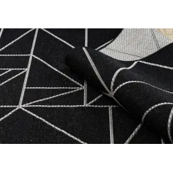 Geometric style sisal rug, black and silver, suitable for any room