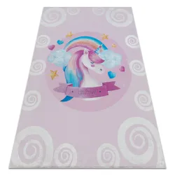 Washable rug BAMBINO 2533 Unicorn, rainbow for children, anti-slip - pink