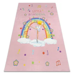 Washable BAMBINO 41870 Ballerina, Rainbow Children's Rug, Anti-Slip - Pink