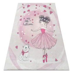 Washable BAMBINO 2161 Ballerina, Kitten Children's Rug, Anti-Slip - Pink