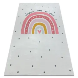 Washable Rug BAMBINO 47810 Rainbow, Dots for Children, Anti-slip - White / Pink
