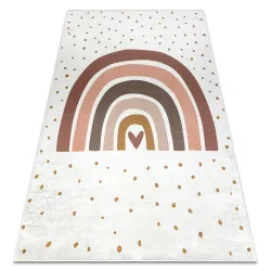 Washable Rug BAMBINO 46960 Rainbow, Dots for Children, Anti-slip - White / Brown